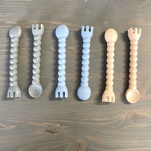 Ryan & Rose Cutie Tensils Silicone Baby Spoon and Fork 6 Total